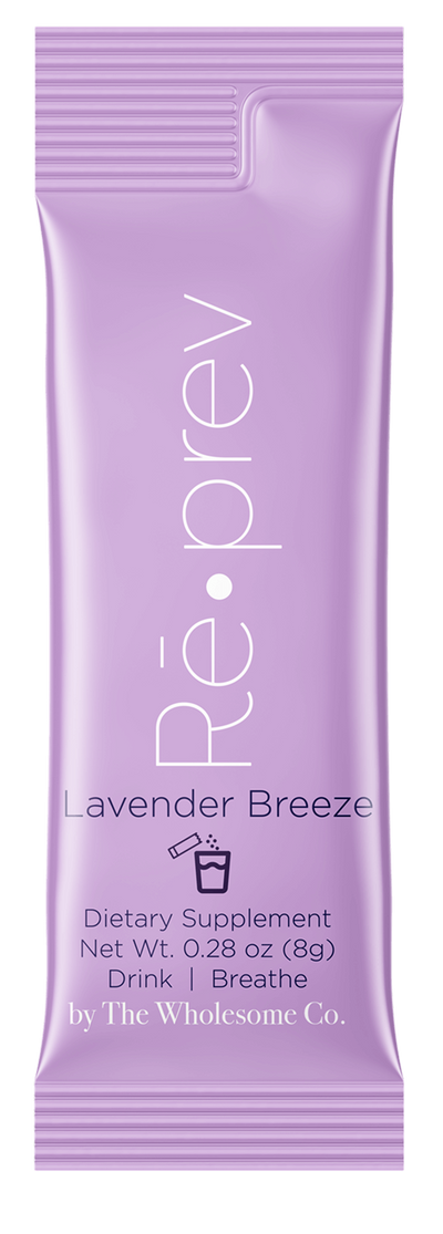Lavender Breeze flavor Rē•prev stick pack by The Wholesome Co. for relief from Anxiousness, Stress and Restlessness